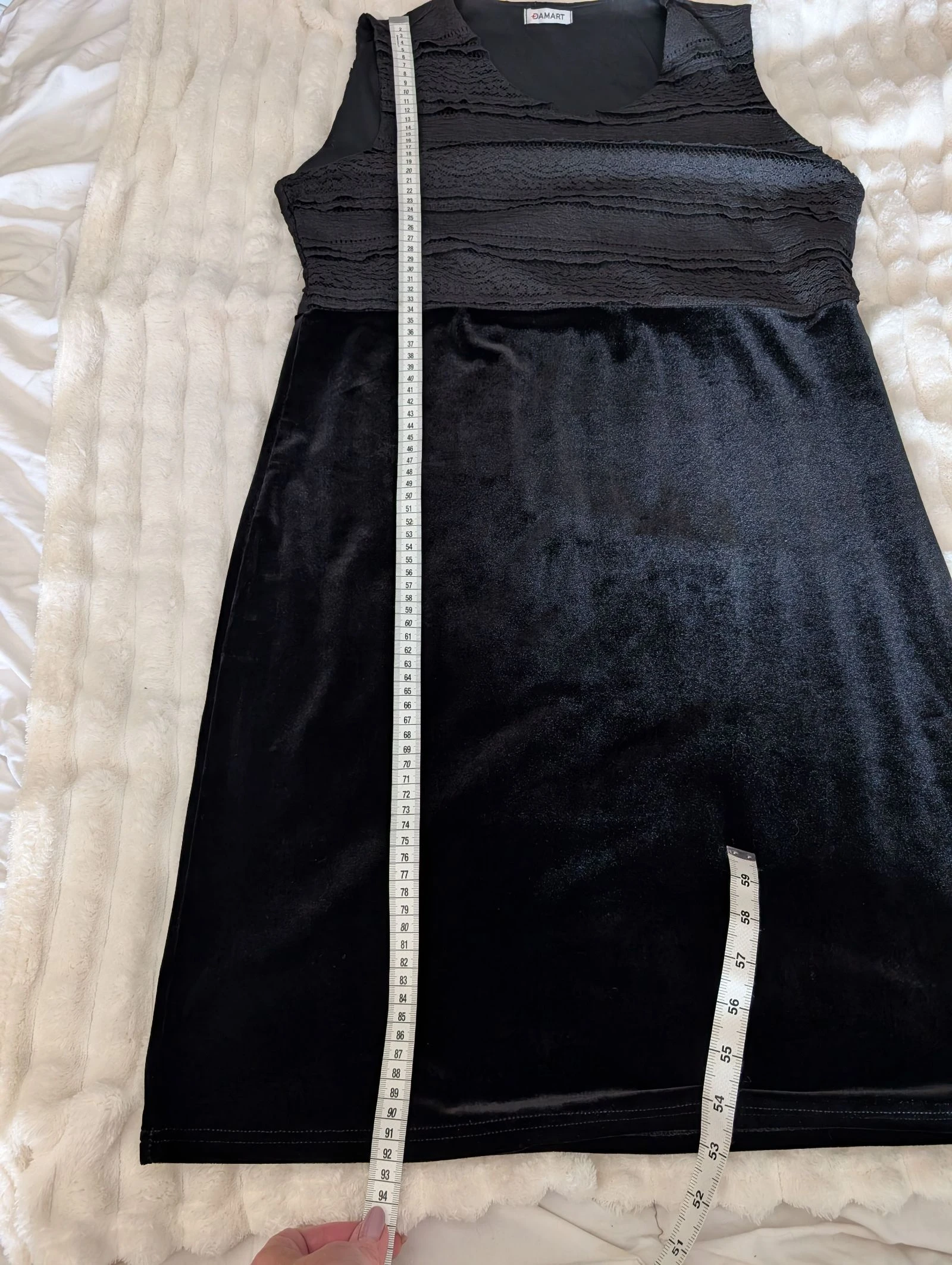 Magnífica vestido negro medio largo Damart - Parte superior de encaje y parte inferior de terciopelo T. 44 – photo 9